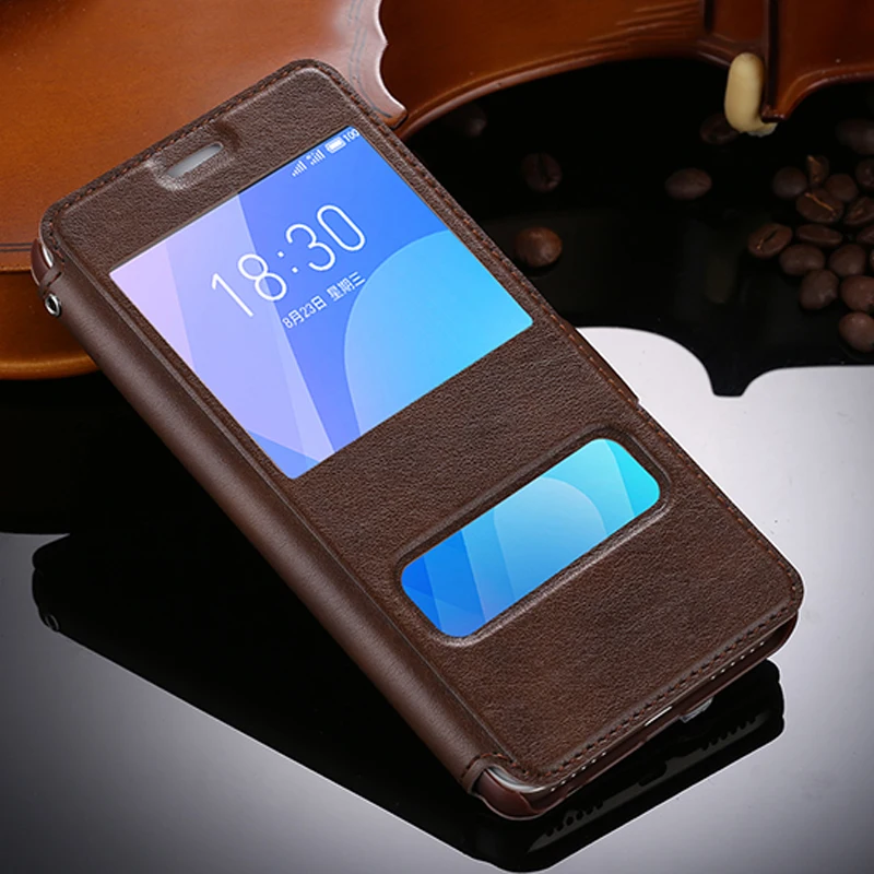 

For Meizu m6 note Case Smart Flip Stand Cover Cases High Quality PU Leather Case For Meizu m6 note Back Cover & View Window
