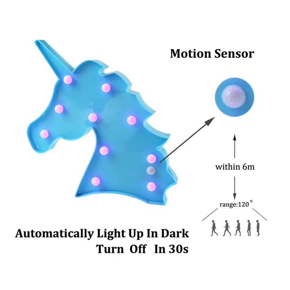 

Smart Sensor Toilet Bedroom LED Lamp Purple Light Unicorn Head Human Motion Led Night Lights Animal Marquee Lamps Children Decor
