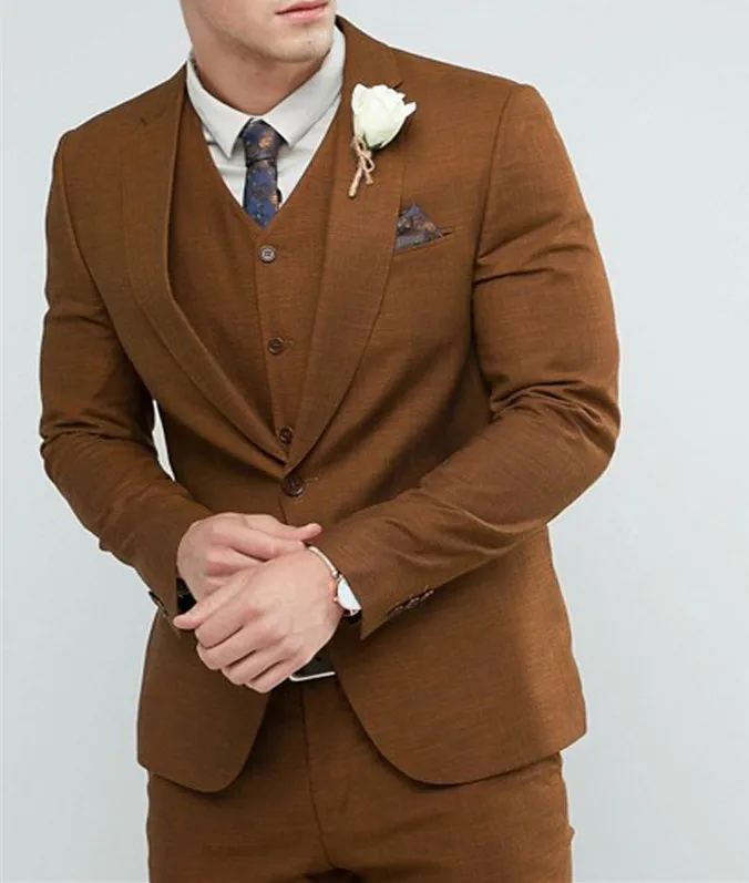 Cusomize-Groomsmen-Notch-Lapel-Groom-Tuxedos-Brown-Men-Suits-Wedding-Prom-Best-Man-Blazer-Jacket-Pants
