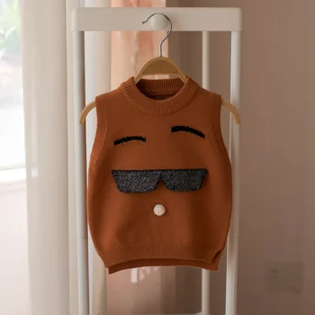 

New Children's Sweater 2019 spring baby boy cartoon sunglasses vest sweater kids boys sweaters
