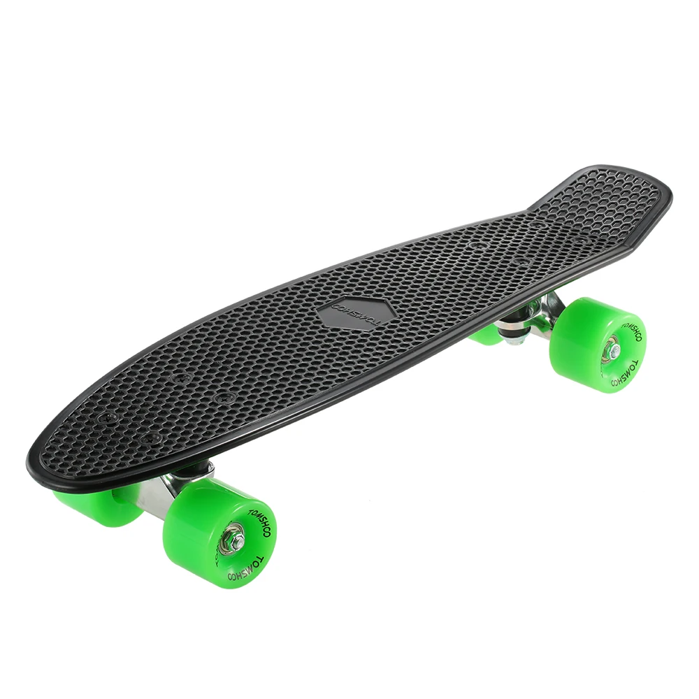

TOMSHOO 22 Inch Skateboard Cruiser Board PU Four-Wheel Street Banana Long Skate Board Mini Skate Board Complete Deck Longboard