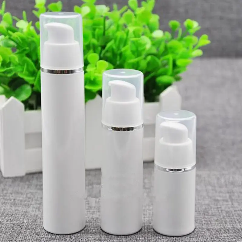 Download Plastic White Airless Pump Bottle 15ml 30ml 50ml Vacuum Emulsion Lotion Refillable Bottles Small ...