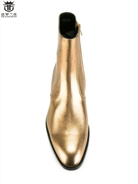Lancelot Botas Mujer Estrecha Moda Bota Chelsea Botines Oro Zip Hombres Fr Cuero Británico De Estilo Punta dURwqwX