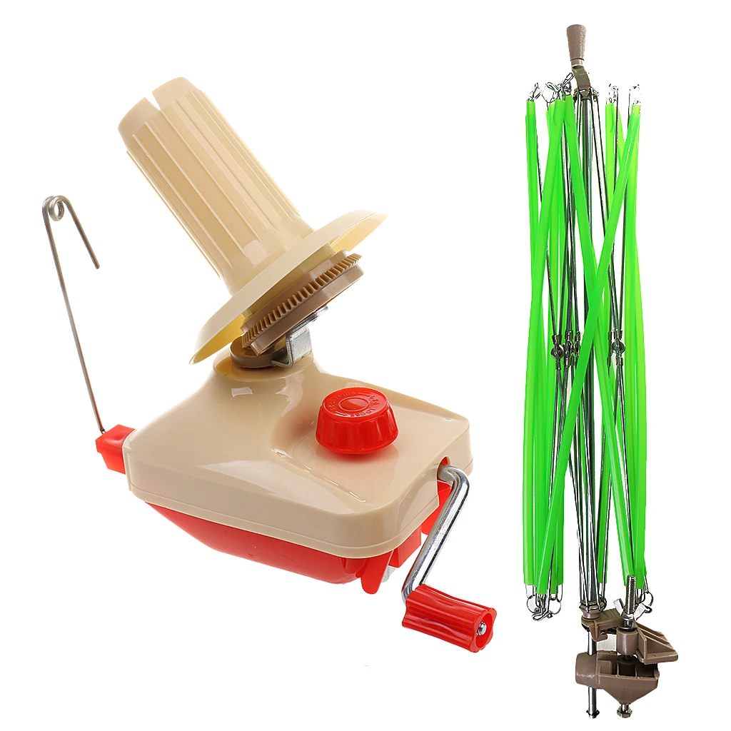 2 Pieces/Set Knitting Umbrella Wind Wool Winder and Table Clasp Swift Yarn String Ball Winder Holder Machine