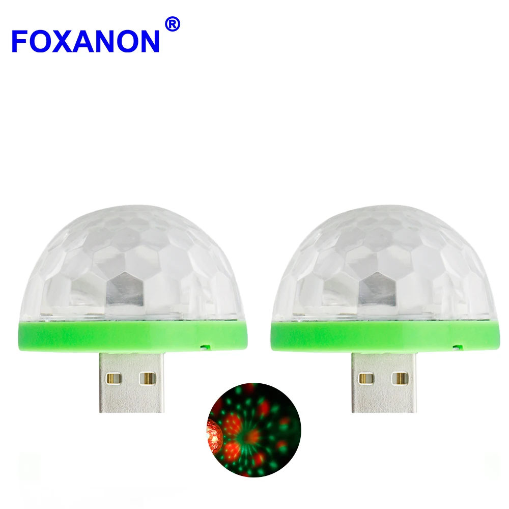 Foxanon البسيطة usb الصمام الخفيفة كريستال المحمولة المرحلة ضوء ل حفلة عيد الميلاد الملونة المرحلة الإضاءة dj ليزر ضوئي