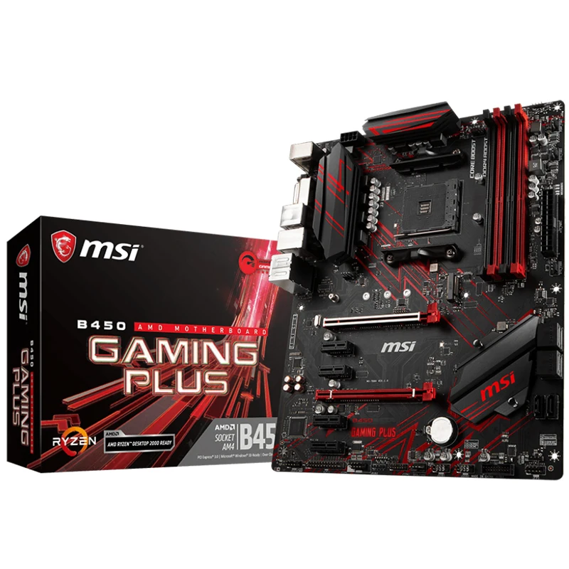 Promo  New MSI B450 GAMING PLUS original motherboard Socket AM4 DDR4 USB2.0 USB3.1 DVI HDMI 64GB B450 Desk