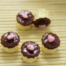 Новое поступление 50 шт./партия 20 мм каваи сердце кофе бежевый кекс полимерные Кабошоны, кексы Кабошоны, каваи кексы