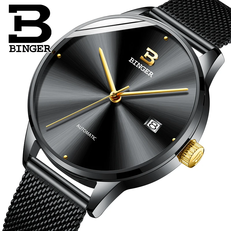 

2019 BINGER Luxury Fashion Brand Men Watch Relogio Masculino Automatic Mechanical Watch Male Steel Business Waterproof Sport New