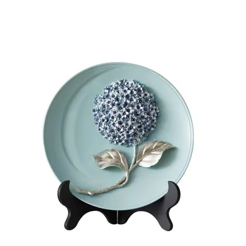 

Luxury Resin Handmade Hydrangea Home Wall Hanging Plate Craft Decoration Wall Background Dish Mural Figurine Wedding Gift R1643