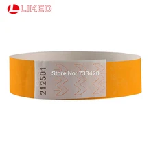 Неоновые оранжевые цветные 3/4 дюймовые браслеты Tyvek с номером, красивые цветные браслеты для вечеринок, идентификация событий 500 штук