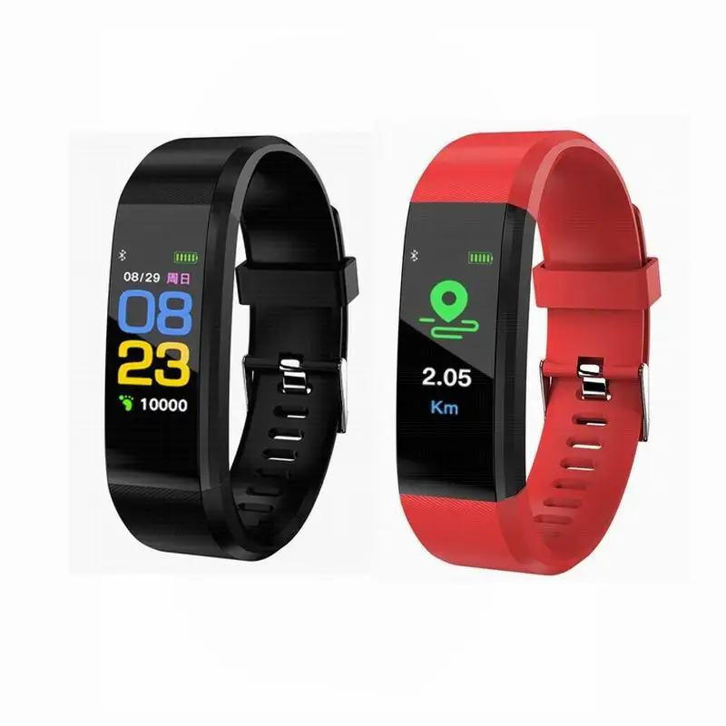 

New 115 PLUS Smart Bracelet Sports Fitness Tracker Screen Touch Heart Rate Monitor Wristband Health Smart Watch for IOS Android