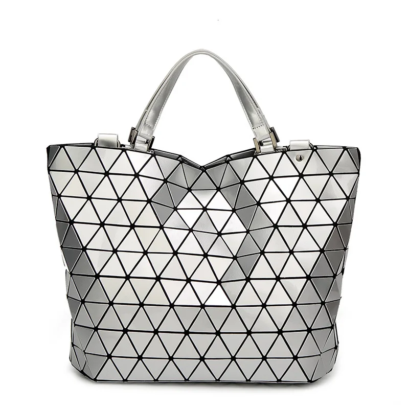 

2018 Women Bags Geometry Bucket Bag Ladies Handbags Sequins Mirror Saser Plain Folding Shoulder Bags Female Tote Bao Purse