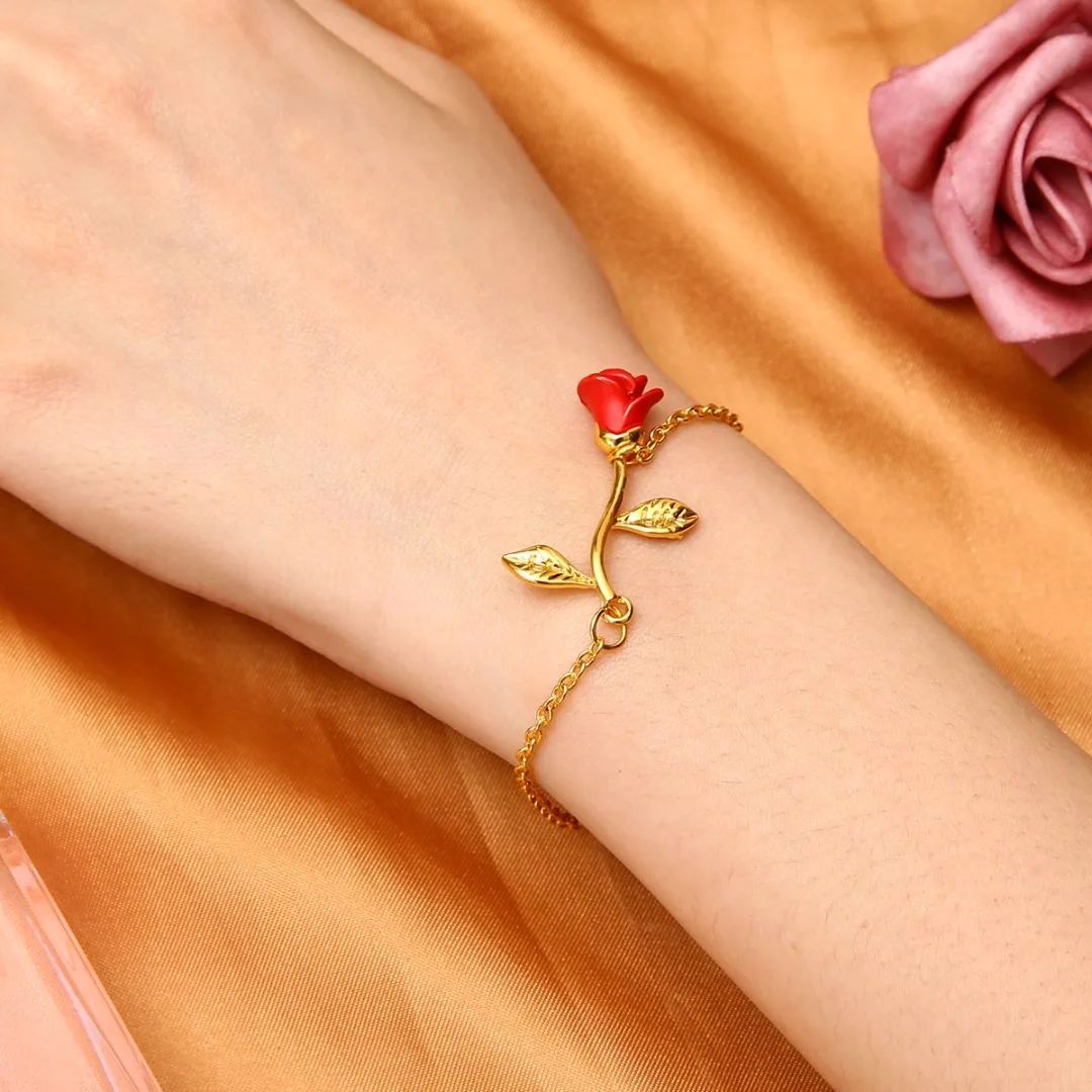Charms Bracelet Adjustable Pulseras Mujer Fashion Rose Flower  Bracelets & Bangles For Women Wedding Jewelry Shellhard