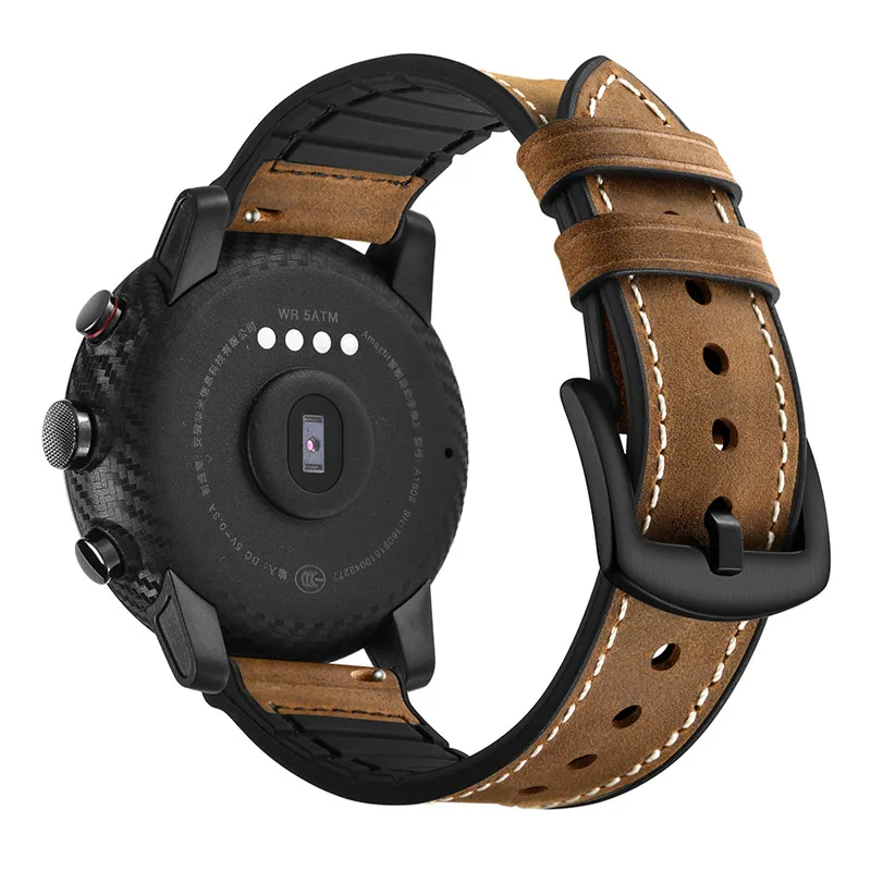 Ремешок из кожи и силикона для xiaomi Huami Amazfit pace мягкий браслет 22 мм смарт часов amazfit