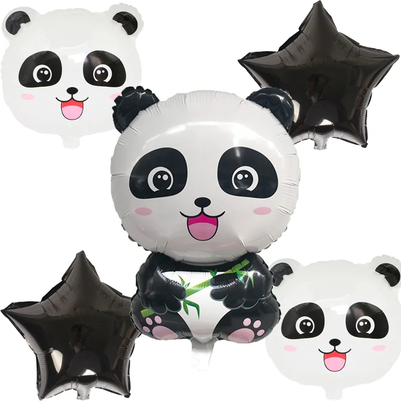 

5pcs/set Cartoon Panda eating bamboo China National Treasure Foil Balloons star Balloon kids Birthday Party Supplies