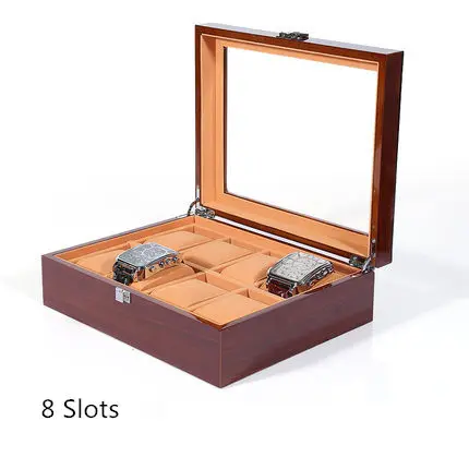 Коробка для хранения часов из красного дерева, чехол, новинка, роскошные деревянные механические часы, чехол для дисплея, Подарочная коробка для ювелирных изделий, больше часов - Цвет: 8 Slots