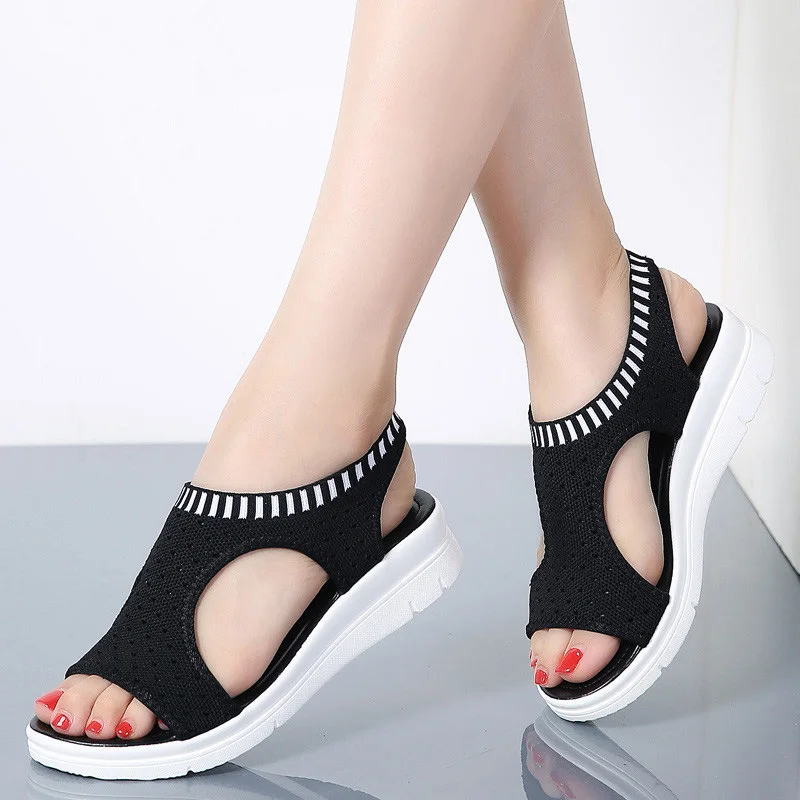 Women Sandals 2019 Female Shoes Woman Summer Wedge Sandals Comfort Women Shoes Slip-on Flat Sandals Women Sandalias Plus Size 45