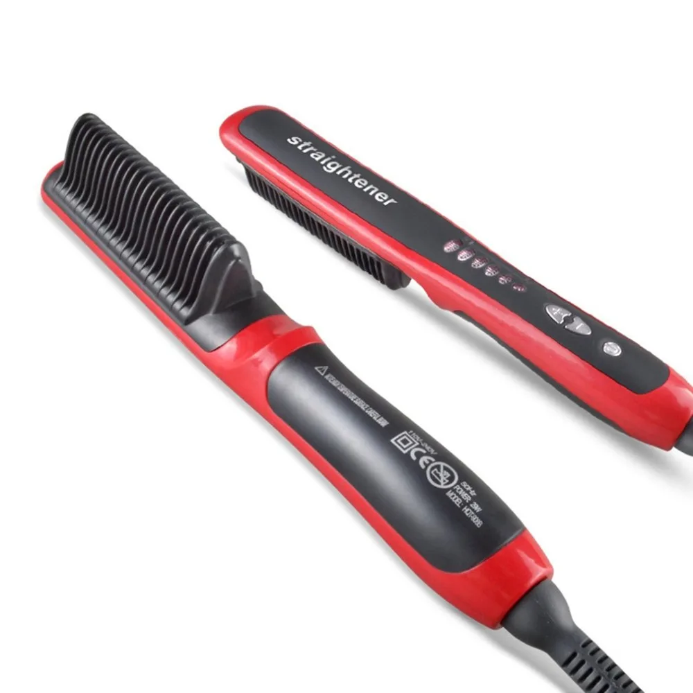 HQT-908B выпрямитель для волос прочная электрическая расческа для прямых волос щетка с ЖК-подогревом керамический утюжок для волос щетка EU Plug