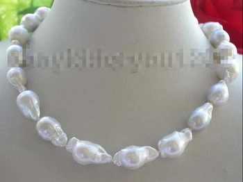 

Free Shipping Genuine Natural 23mm White Reborn Keshi Pearl Necklace 14KGP #f1527!