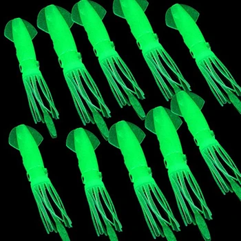 

10Pcs Large Soft Fluke Fishing Saltwater Octopus Squid Skirt Luminous Lures Baits Glow in Dark 11cm 8g