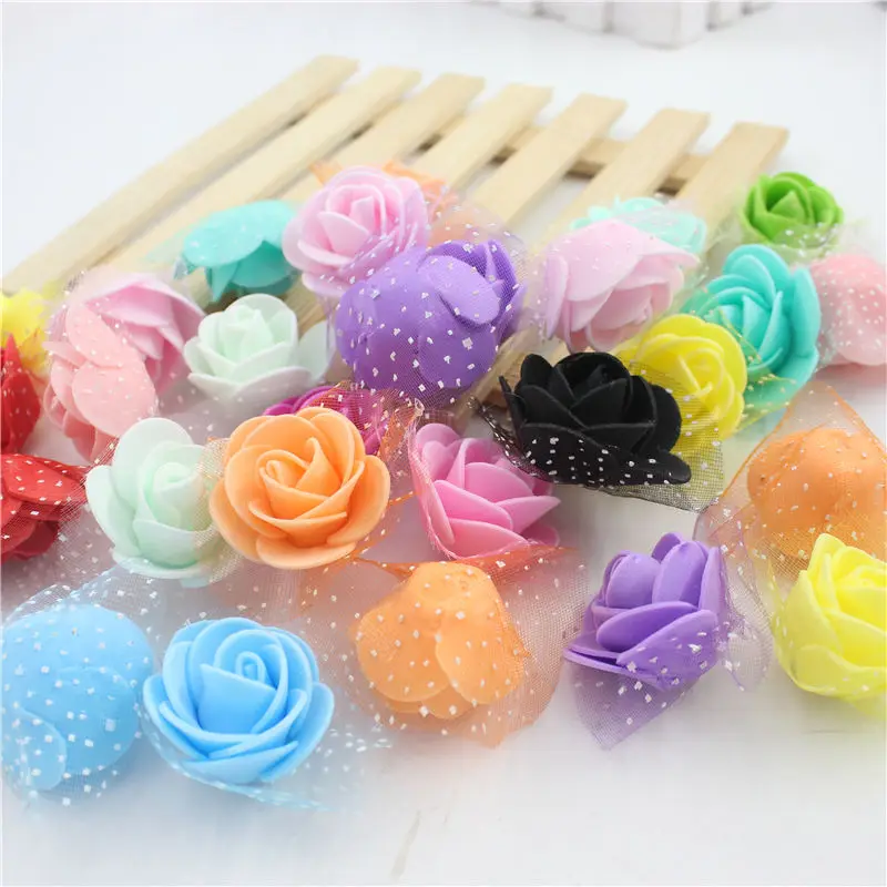 

60 pcs / lot 3cm Bubble New Style Rose Flower Heads Flower Wreath Wedding Bouquet Materials Decorate Flower Pectoral