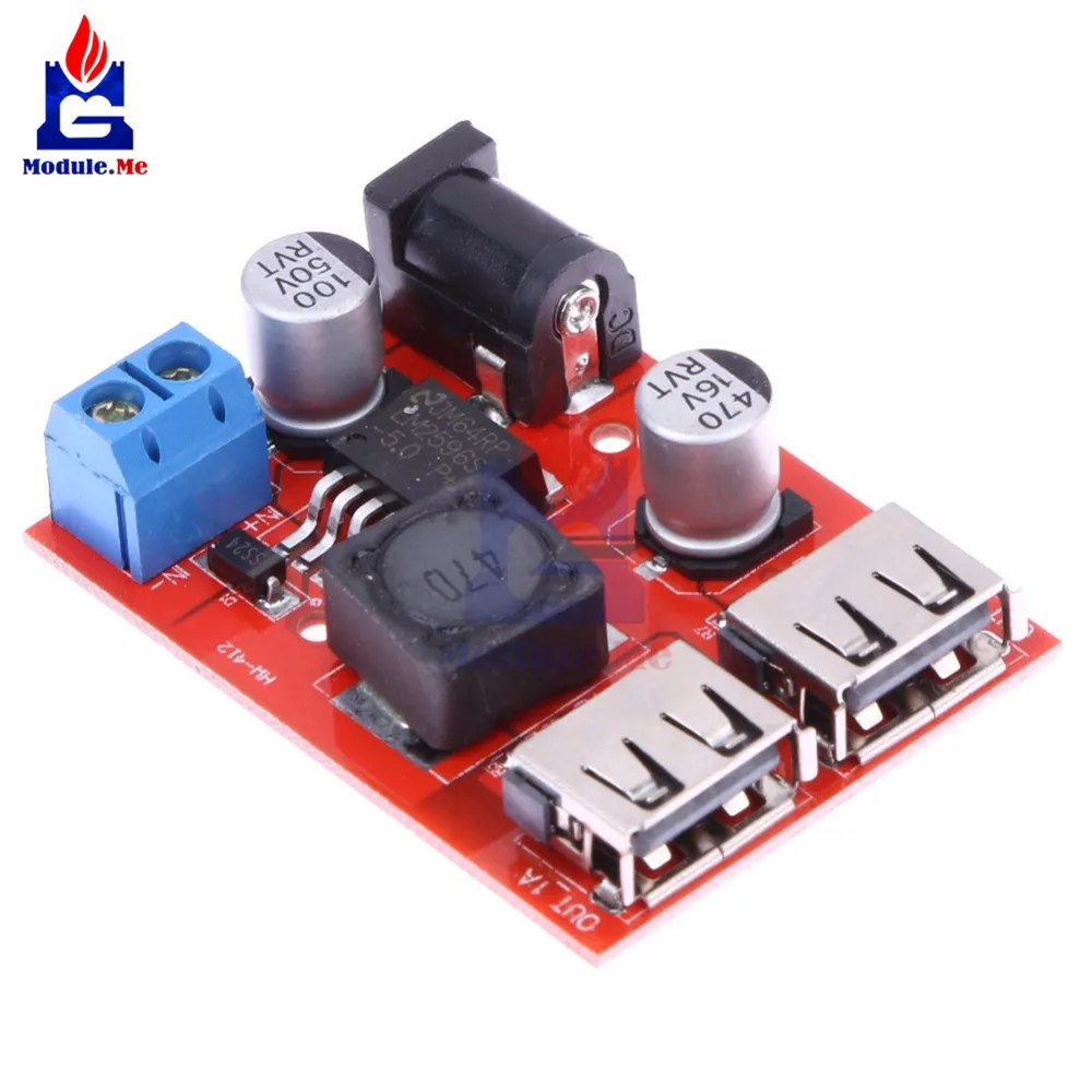 LM2596 LM2596S двойной USB преобразователь 9 В 12 24 36 до 5 3 А понижающий плата автомобильное