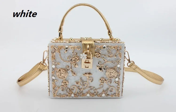 Новая сумка-тоут, вечерняя сумка, сумка-клатч с бриллиантовым цветком, роскошная акриловая Сумочка, вечерние сумочки для банкета, женская сумка на плечо - Цвет: 03 White