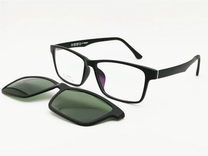 ULTEM Прямоугольная форма оптические очки рамки с клипсой на поляризационные негабаритных близорукость дальнозоркость солнцезащитные очки для мужчин 036