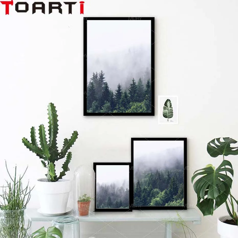 Fog Forest Nordic Poster&Prints Abstract Landscapes Canvas Art Painting Modular Wall Picture For Living Room Modern Home Decor (5)