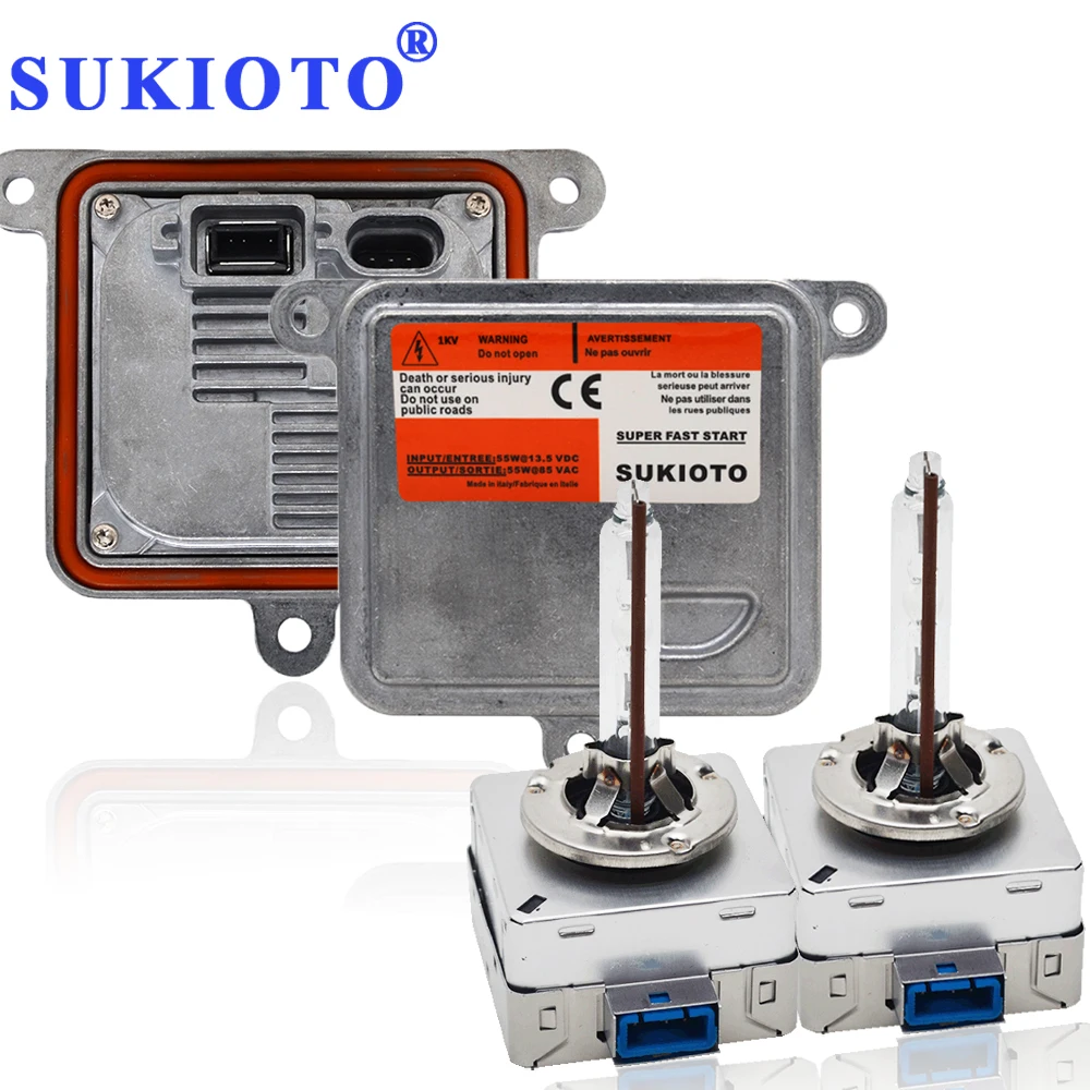 SUKIOTO Original OEM D8S Xenon HID Headlight Bulb Kit 55W D1S D3S Metal hid Ballast kit control Unit 5500K Car Styling bulbs (2)