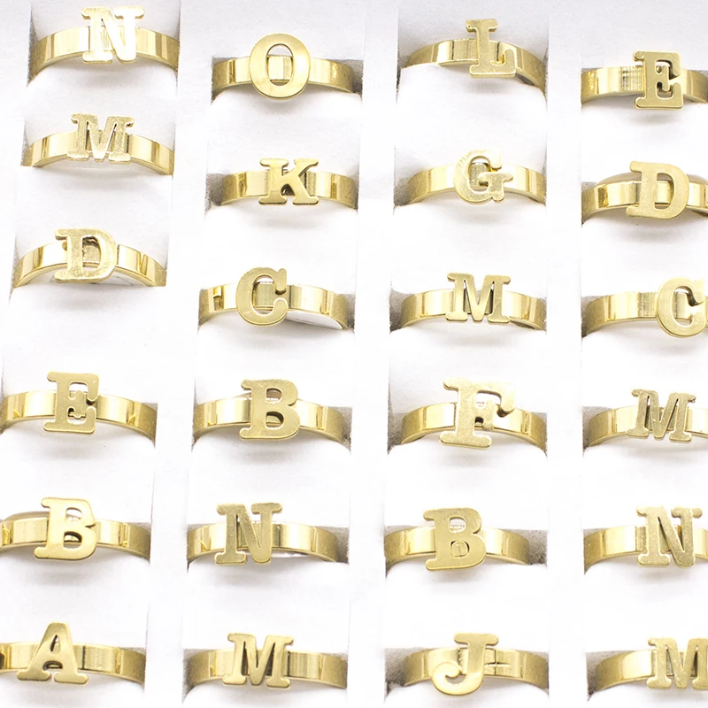20 шт модное Смешанное кольцо с гравировкой из нержавеющей стали для женщин золотого цвета кольцо оптом