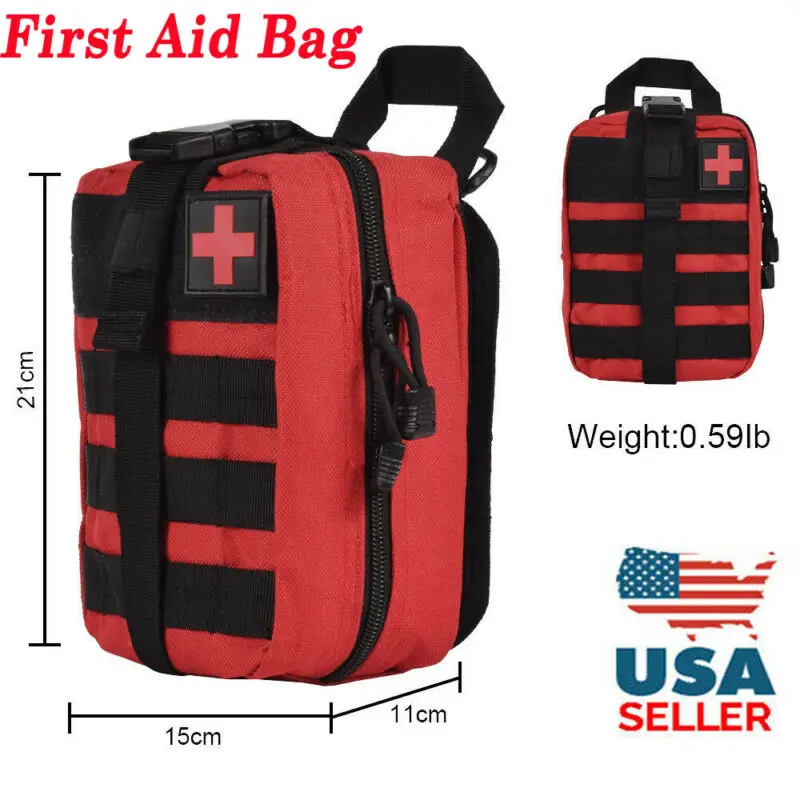 

US Tactical First Aid Kit Survival Molle Rip-Away EMT Pouch Bag IFAK Medical Red