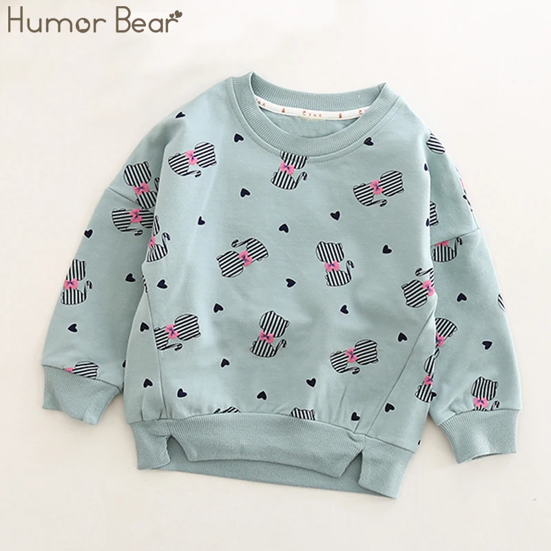 Humor Bear/Детские футболки весенне-осенняя футболка с длинными рукавами и цветочным принтом для маленьких девочек Повседневная модная Милая футболка на рост от 90 до 130 см