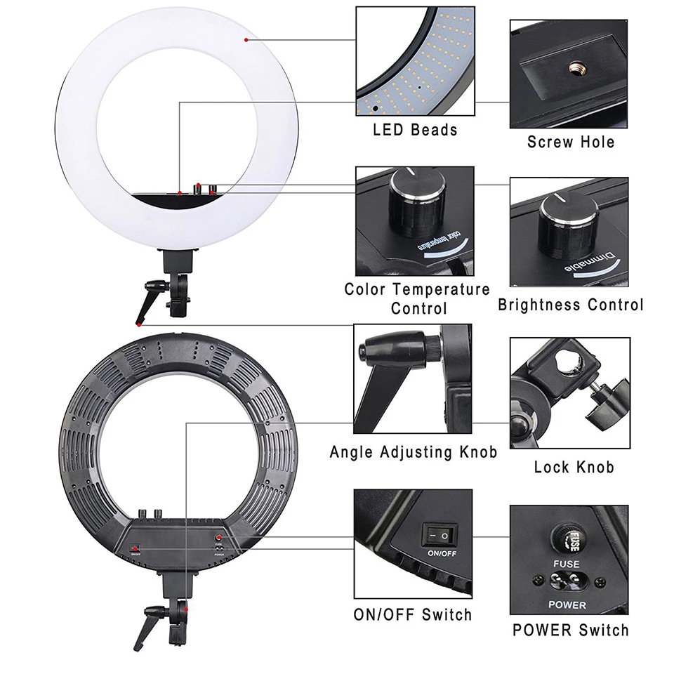  Zomei Led Makeup Light Ring Kit Photographic Lighting Camera Light Lamp With Stand For Video Shooti
