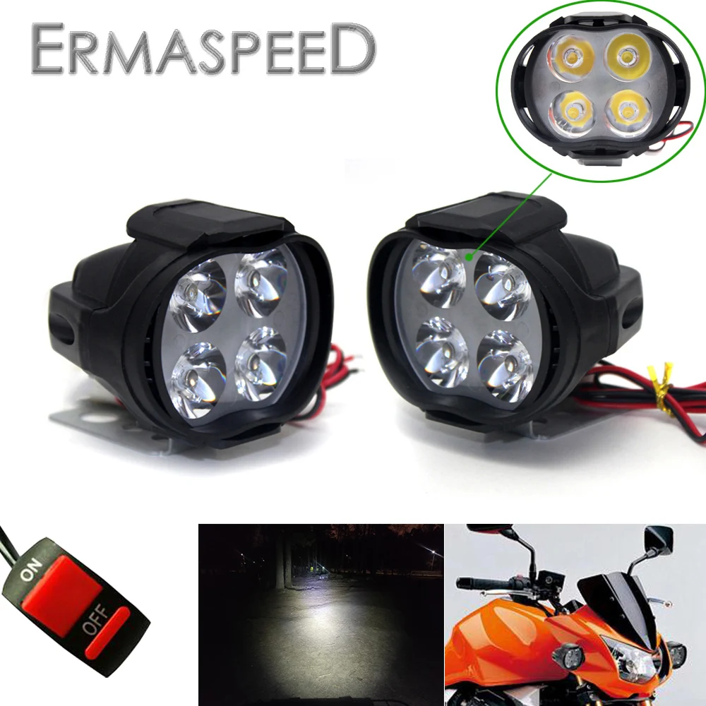 

Pair LED Motorcycle Headlight Scooter Fog LED 12V Spot Cycling Headlamp for Motorcycle Chopper Cruiser Motocross Headlamp