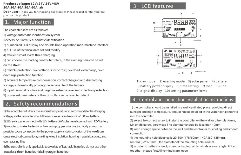 PWM 40A 50A 60A 12V 24V солнечная панель солнечных батарей регулятор заряда батареи для 500W 1000W солнечная домашняя система