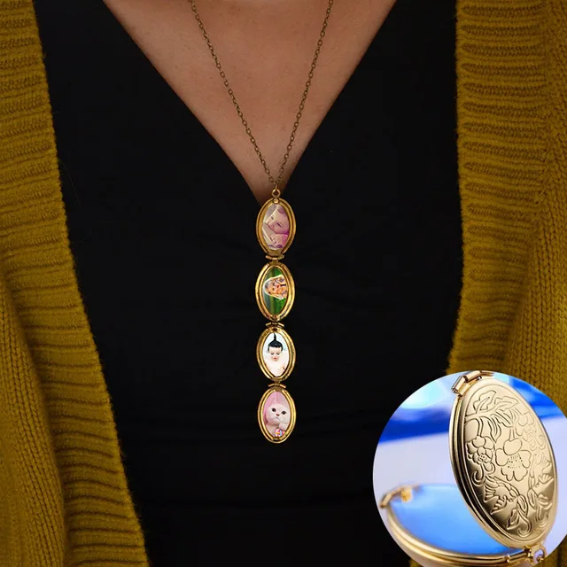 Oval Expanding Photo Locket Necklace
