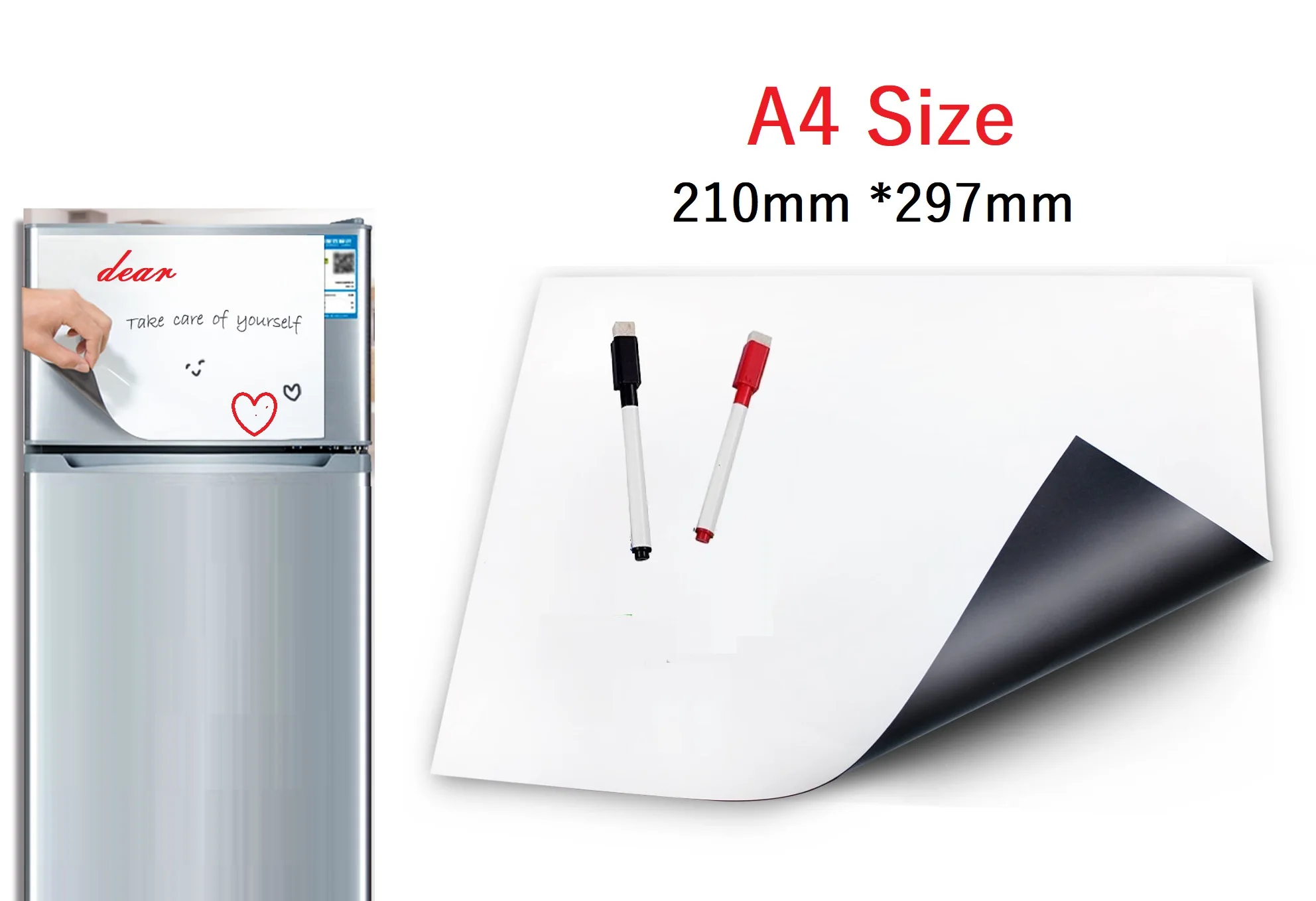 

WonYean A4 Size Dry Erase White Board for Fridge Magnet Magnetic Whiteboard Kitchen Reminder Notepad Message Board 2 Marker Pen