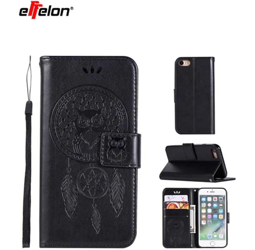 

New Case For Apple iPhone 6 6S Plus PU Leather Case Stand Function Card Holder Embossed Owl Magnetic Flip Wallet Purse Case