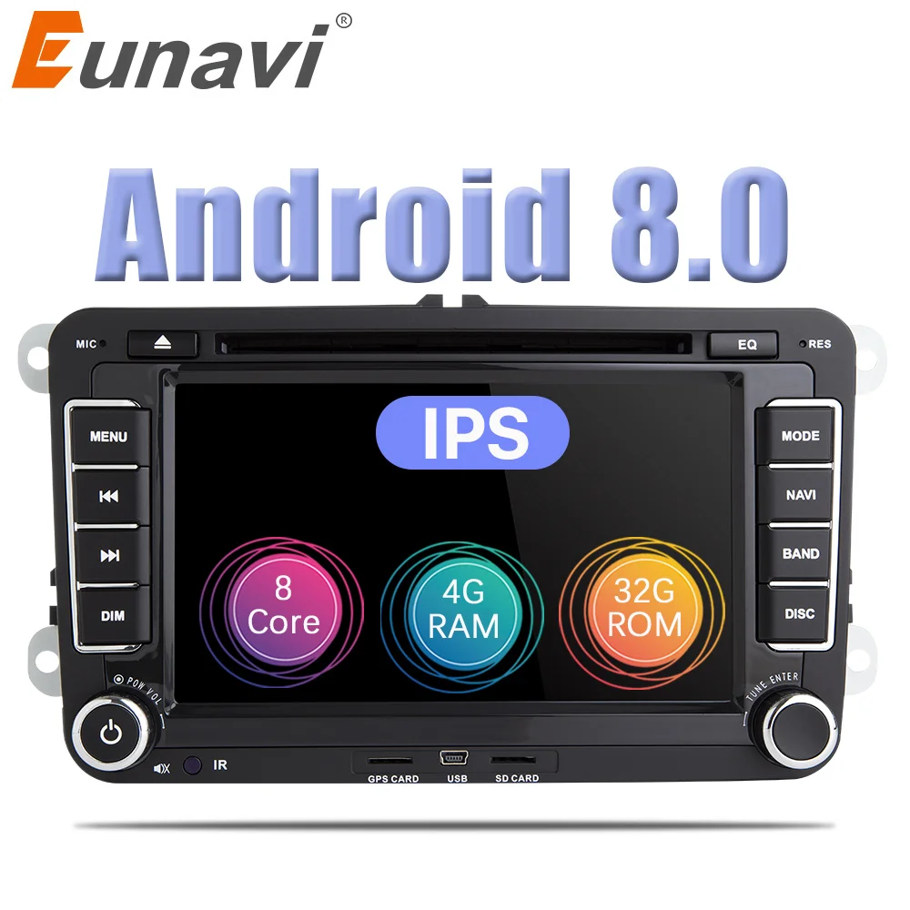 

Eunavi 2 Din Android 8.0 Car DVD Player Audio Radio GPS navigation For VW GOLF 6 Polo Bora JETTA B6 PASSAT Tiguan SKODA OCTAVIA