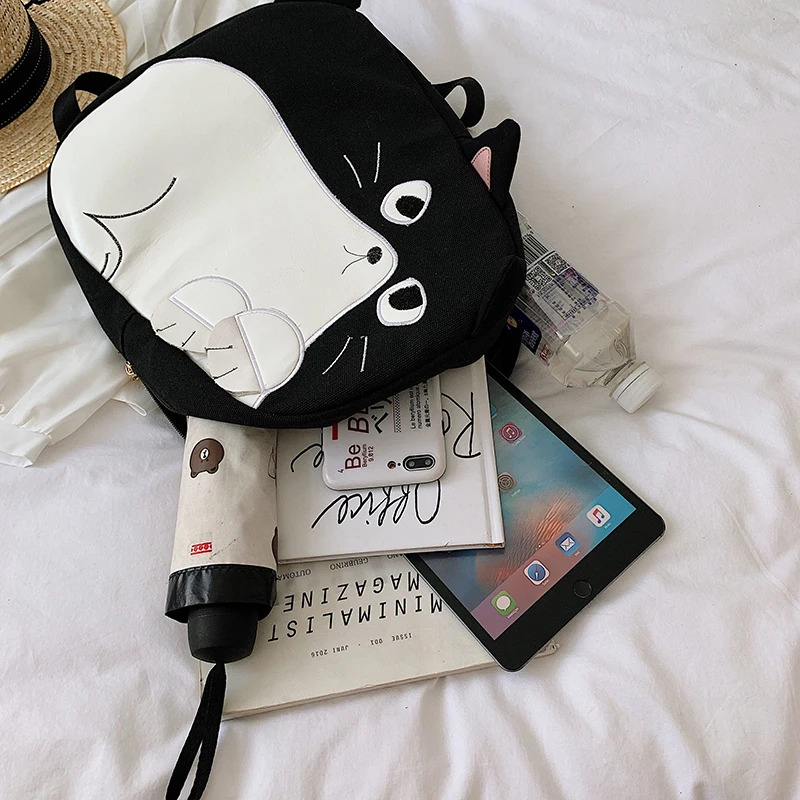 Toposhine холст кошка женский рюкзак новые черные женские Школьные Рюкзаки Высокое качество Дорожная сумка индивидуальная Студенческая сумка