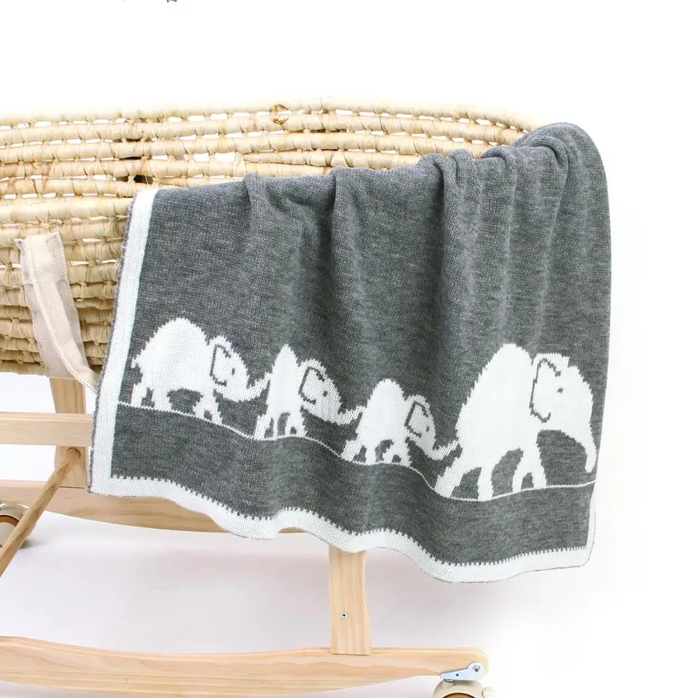 Baby Blankets Knitted Soft Newborn Swaddle Wrap Animal Elephant Toddler Boys Girls Throws Quilt Kid Sofa Bedding Blanket Cartoon