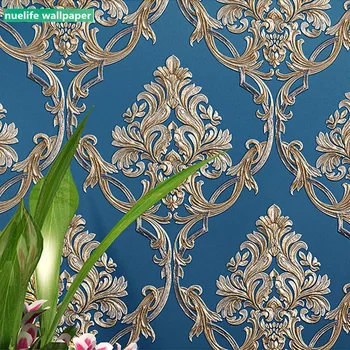 

European Damascus pattern pattern non-woven wallpaper bedroom wedding room dining room study TV background wall paper