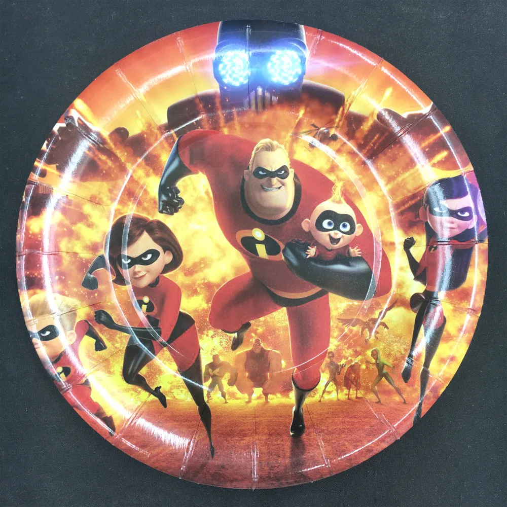 

10pcs 7inch The Incredibles design Paper Plates for Kids Birthday Party Decoration Supplies