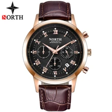NORTH Mens Watches Top Brand Luxury Chronograph Quartz Watch Men Gold Waterproof Sport Watch Military Clock Relogio Masculino sinobi luminous pointer mens watches top brand luxury chronograph quartz watch men sport waterproof clock male relogio masculino