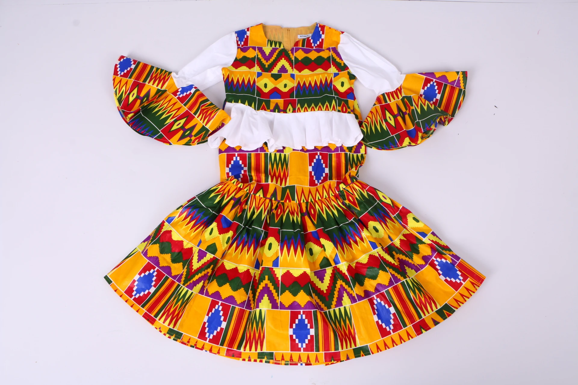 2 шт. комплекты милые дети девушка вспышка рукав топы и юбка комплект Африканский принт Детская рубашка юбки Базен Riche WYT180 низкая цена