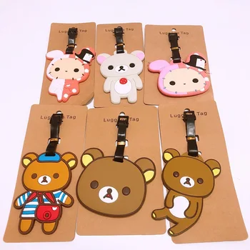

Rilakkuma cartoon cosplay PVC key chain cute personality funny luggage boarding pass travel baggage hanging ornaments bags tags