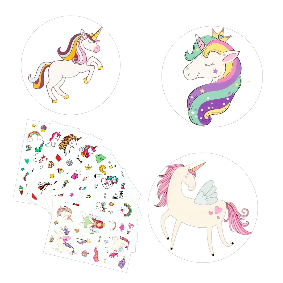 Одноразовые вечерние тату наклейки Huiran Unicorn для детского дня рождения украшения