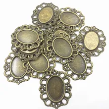 10 Pcs Bronze Tone Filigrana Wraps Conectores Oval Enfeite Fit 18x13mm Cabochon Cameo Setting Cameo 30x26mm