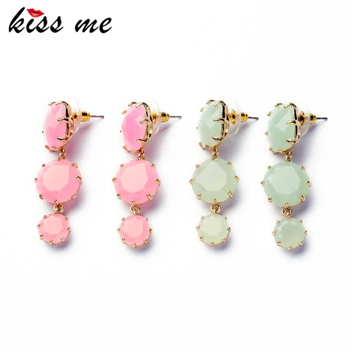 

KISS ME 2017 Statement Fashion Women Jewelry Elegant Resin Bubble Copper Stud Earrings For Girls